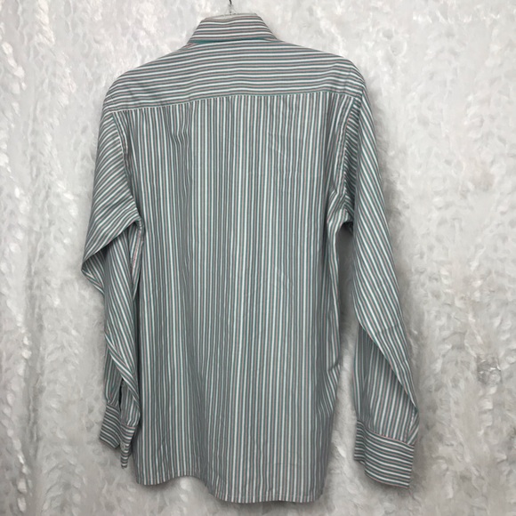 Lou’s Philippe min green peach stripe l/s shirt M - Picture 3 of 6